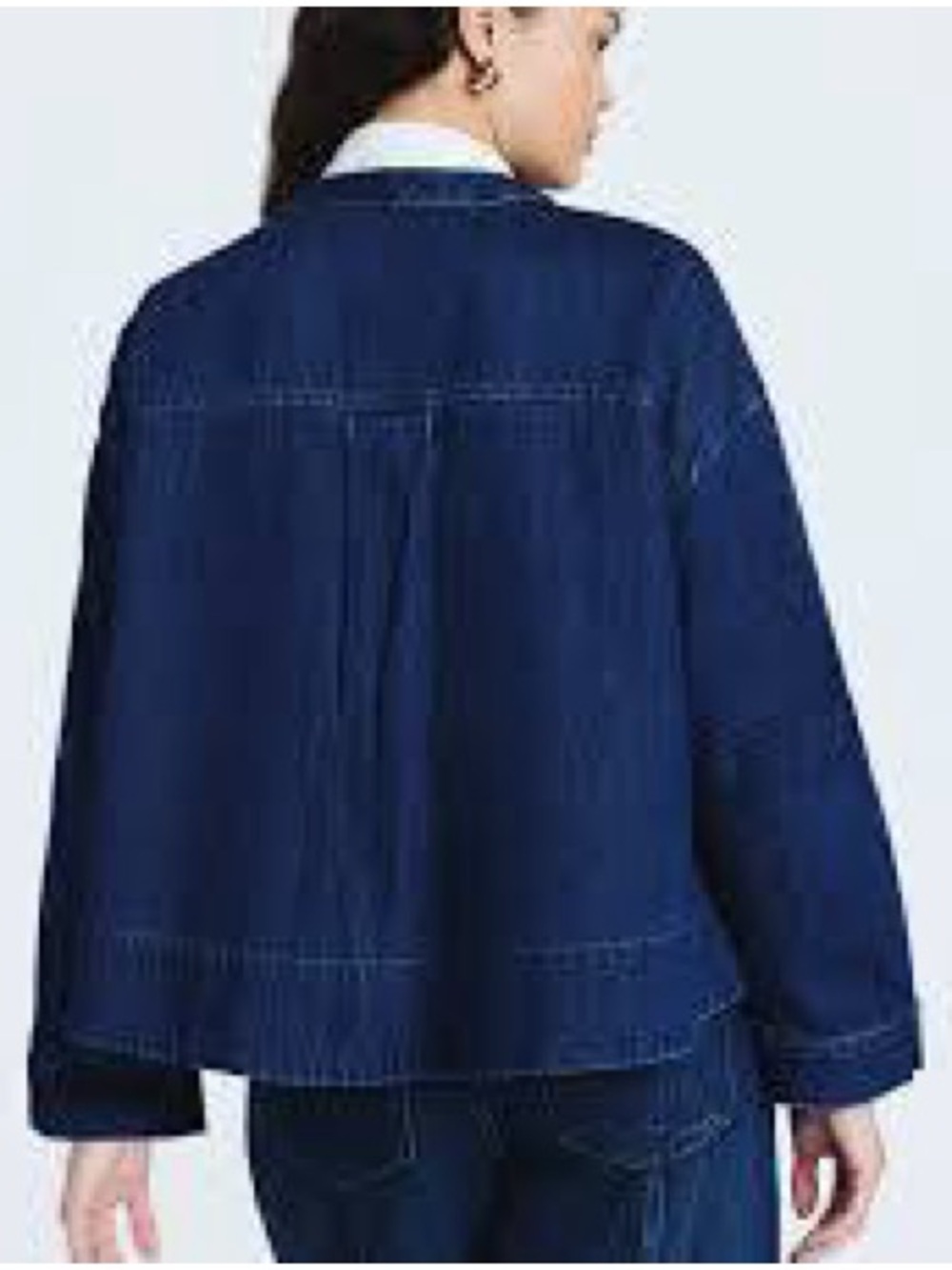 Scoop Denim Dark Blue Cropped Oversized Button-Down Size Medium NWOT - Picture 10 of 10